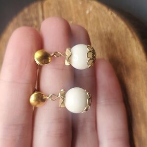 Edwardian‎ golden age pearl drop earrings E904